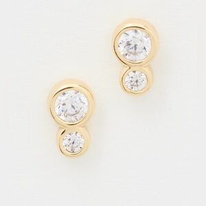 MEGA earrings. NWT. Crystal accents. Polished finish. Vermeil. Post closure.